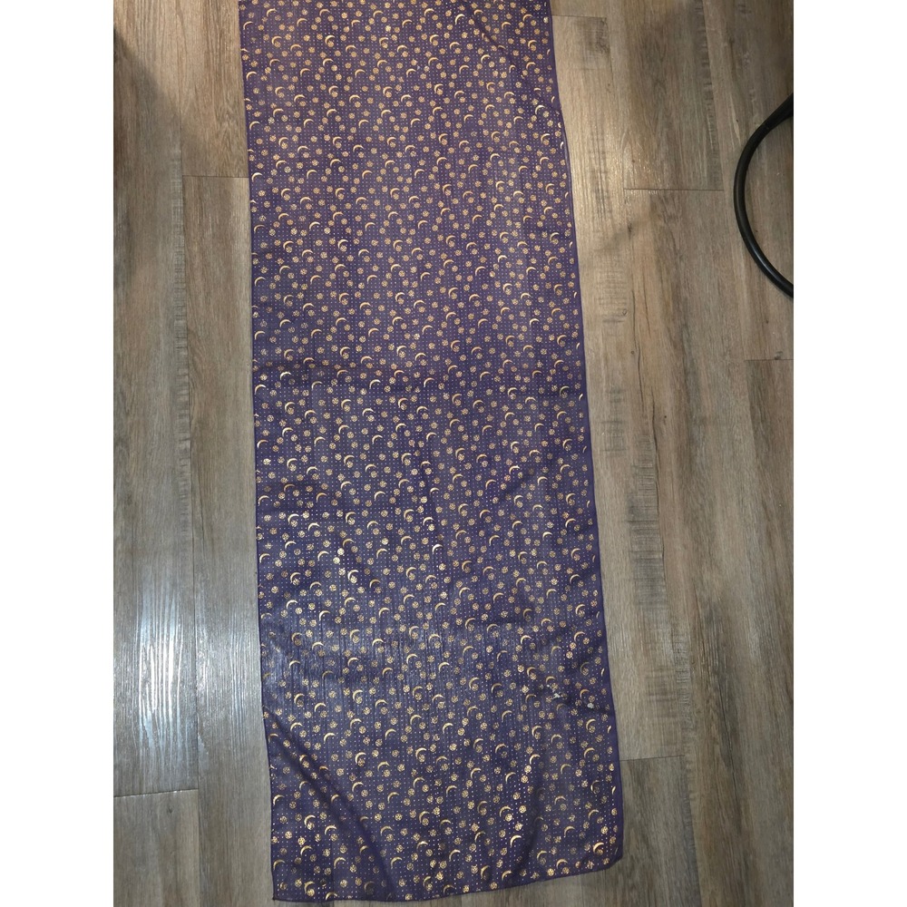 Doorway Purple Gold vintage Celestial Scarf Moon Pentagram Sheer Shimmer 57x20